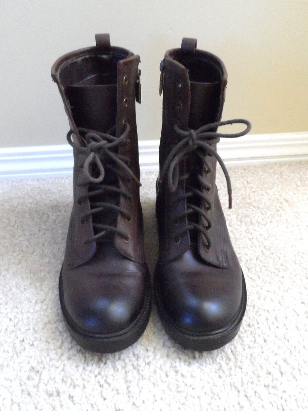 Aldo- Dark Brown Combat Boots Lace-Up Design sz., 9
